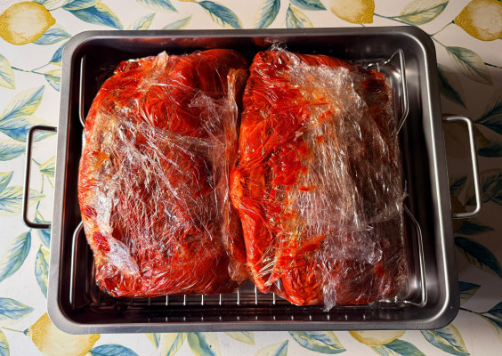 Pulled Pork ingepakt in plastic folie