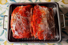Pulled Pork ingepakt in plastic folie
