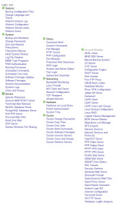 Webmin Menu Items