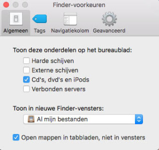 Finder - Voorkeuren