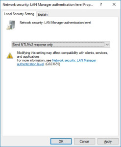 Network Security - LAN Manager Authentication level Propery
