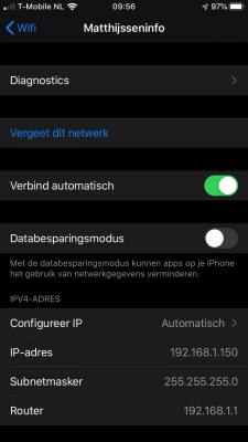 Extra 'Diagnostics' instelling bij Wi-Fi
