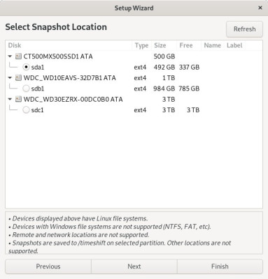 Timeshift - Wizard Stap 3