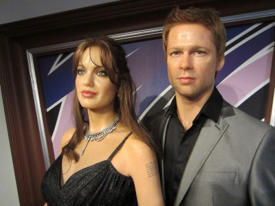Wassenbeeld Angelina Jolie en Brad Pitt