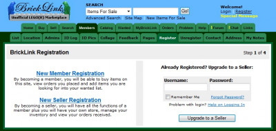Registreren op BrickLink