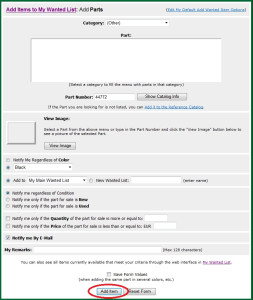 Toevoegen aan Wanted List op BrickLink