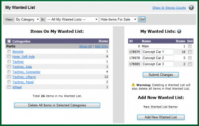 Overzicht Wanted List