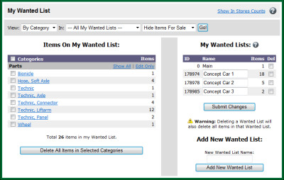 Overzicht Wanted List