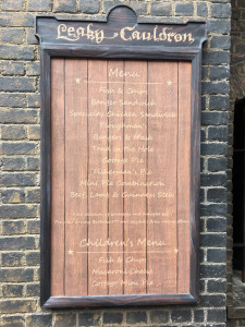 Leaky Cauldron Menu