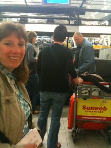 Diana bij In-Check Balie Schiphol