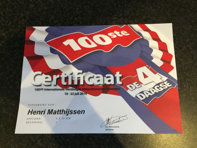 Certificaat 4Daagse Nijmegen