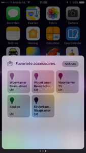 Quick Access Homekit Accessoires op iPhone
