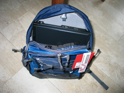 Notebook in achtervak Rugzak