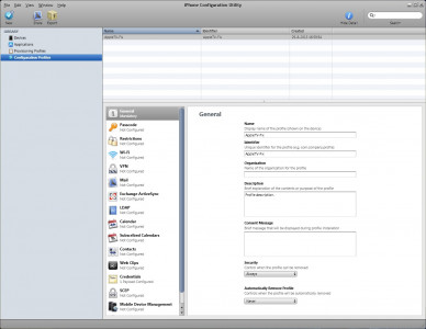 iPhone Configuration Utility - Configuration Profiles