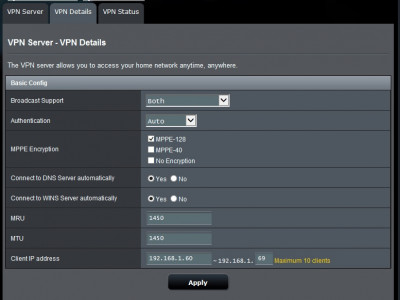 Asus - VPN Server Details