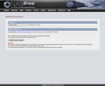 NAS4Free - Upgrade firmware via WebUI