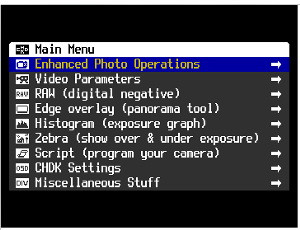 CHDK Main Menu