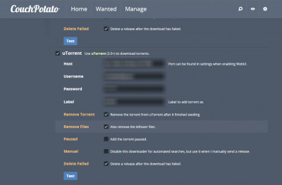 CouchPotato uTorrent Instellingen
