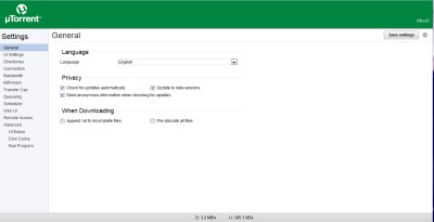 uTorrent Settings
