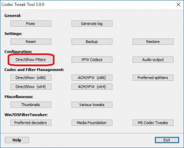 Codec Tweak Tool - Configuration
