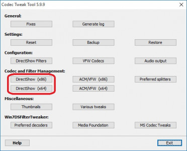Codec Tweak Tool - Codec and Filter Management