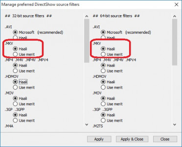 Manage preferred DirectShow source filters