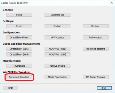Codec Tweak Tool - Win7DSFilterTweaker - Preferred Decoder