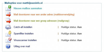 Mailopties bij Alphamegahosting