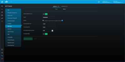 Unifi Controller - Settings - Services - Radius Server