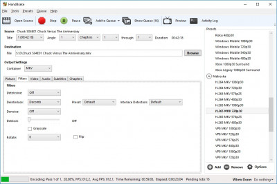 Handbrake - Filter Settings