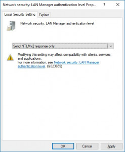 Network Security - LAN Manager Authentication level Propery