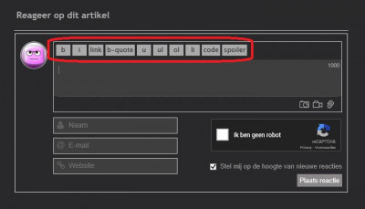 Nieuw Commentaar Dialog - Opmaak