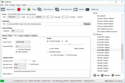 Handbrake - Video Settings