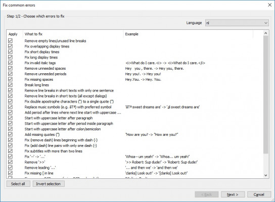 Subtitle Edit - Fix Common Errors