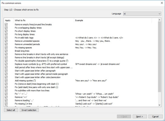 Subtitle Edit - Fix Common Errors