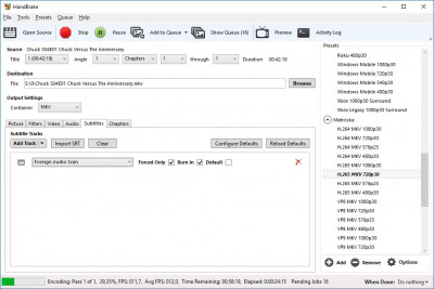 Handbrake - Subtitles Settings