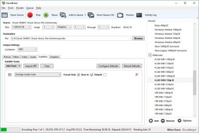 Handbrake - Subtitles Settings