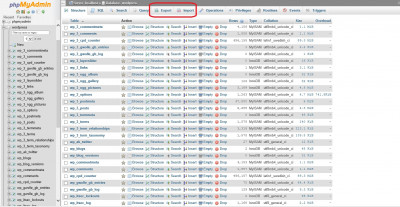 phpMyAdmin - Export and Import