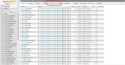 phpMyAdmin - Export and Import