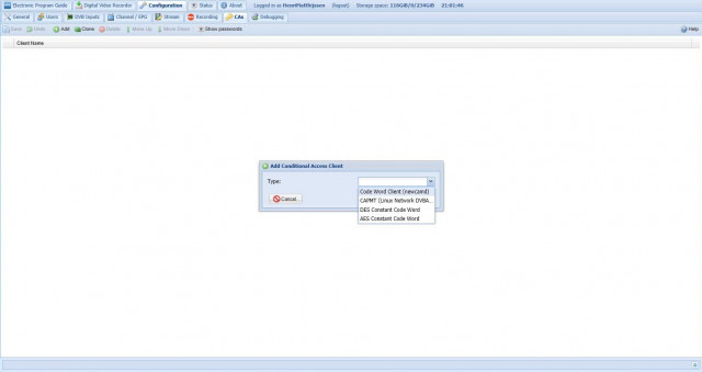 Tvheadend - Toevoegen CA