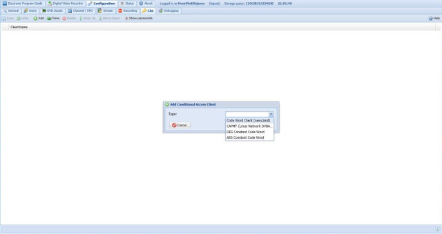 Tvheadend - Toevoegen CA