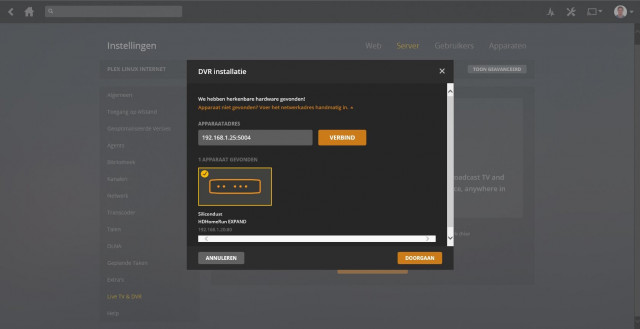 Set Up Plex DVR - Handmatig IP adres opgeven