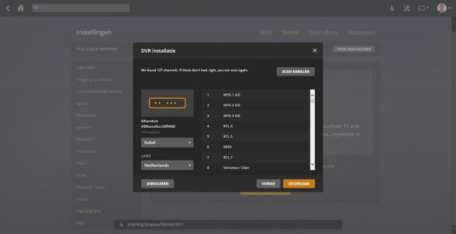 Set Up Plex DVR - Gevonden Zenders