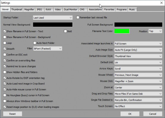 Faststone Viewer - Settings