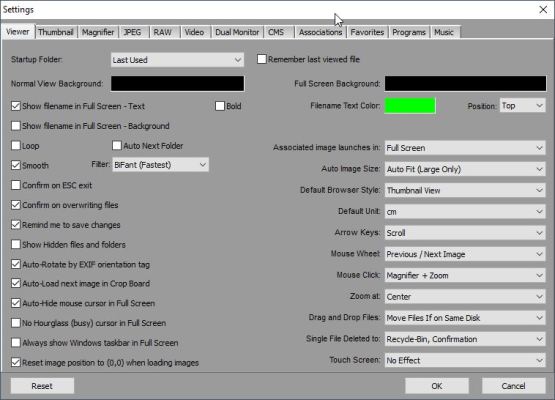 Faststone Viewer - Settings