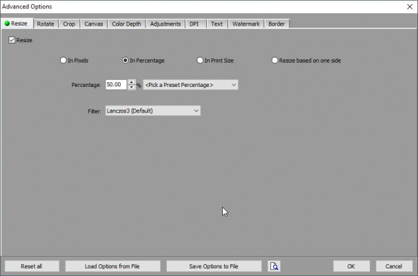 Faststone Viewer - Batch Advanced Options