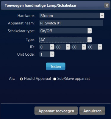 Domoticz - Toevoegen handmatige Lamp-Schakelaar