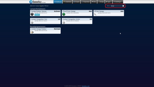 Domoticz - Dashboard per Kamer