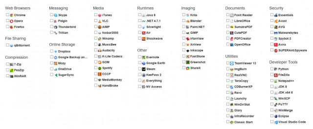 Ninite Apps Lijst