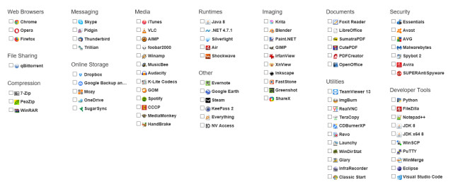 Ninite Apps Lijst